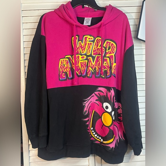 DISNEY PARKS Wild Animal Pink and Black Hoodie w pockets - Picture 1 of 11